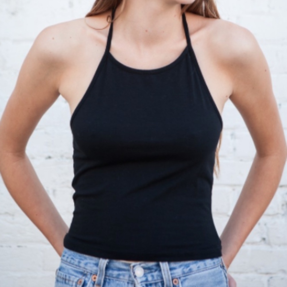 Brandy Melville Black Halter Cropped Tank